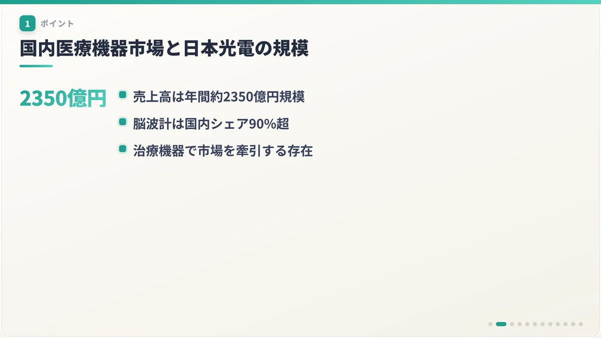 国内医療機器市場と日本光電の規模