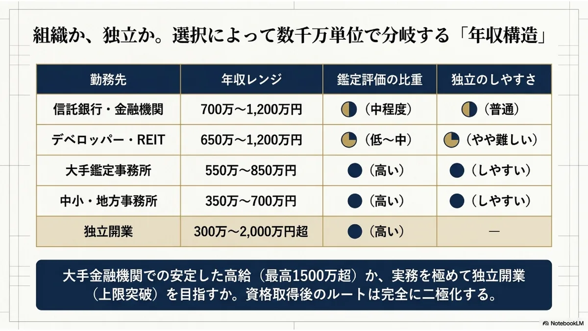 組織か、独立か。選択によって数千万単位で分岐する「年収構造」