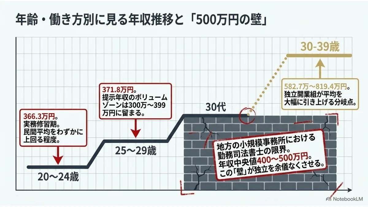 年齢・働き方別に見る年収推移と「500万円の壁」