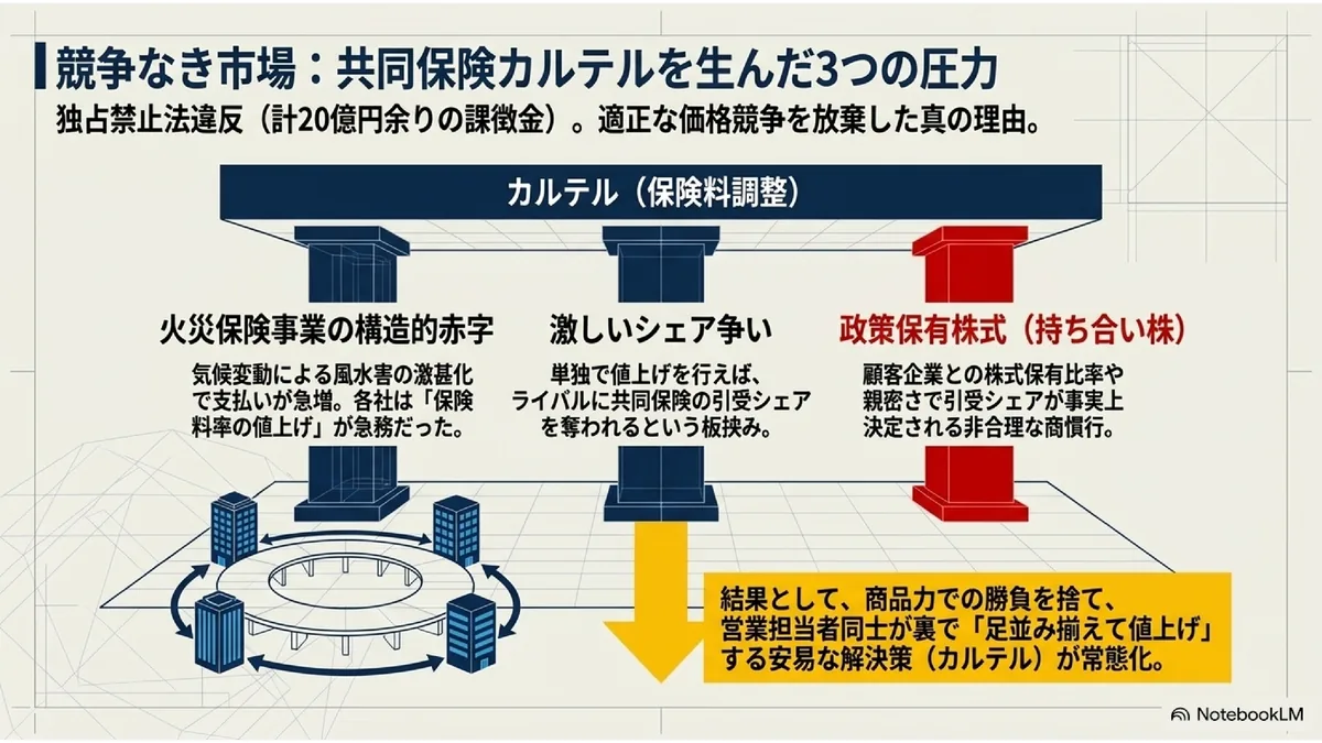 競争なき市場:共同保険カルテルを生んだ3つの圧力