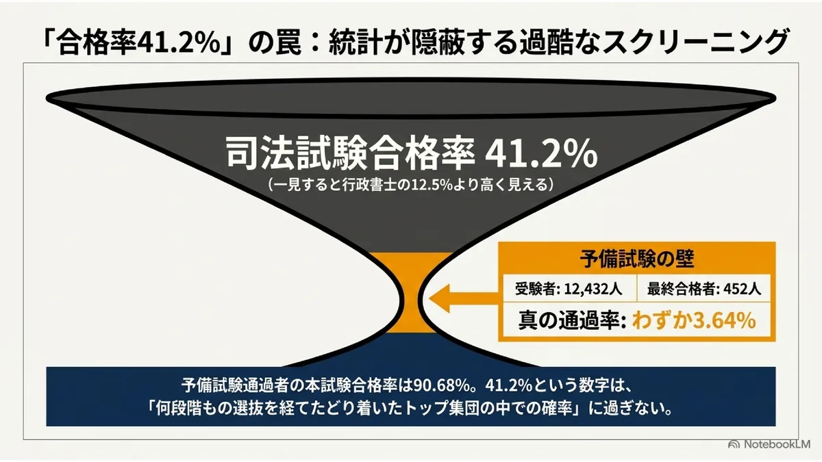 「合格率41.2%」の罠:統計が隠蔽する過酷なスクリーニング