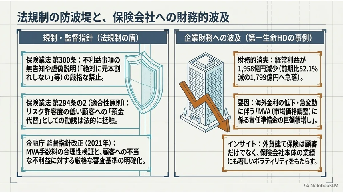 法規制の防波堤と、保険会社の財務的波及