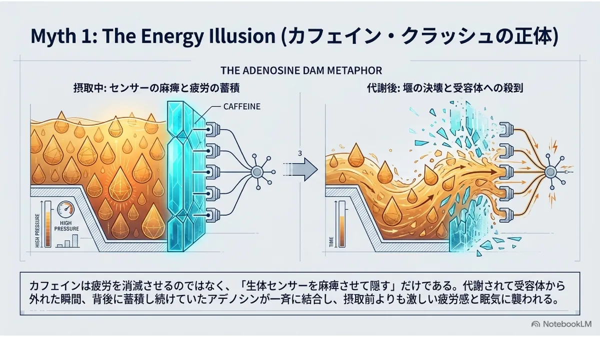 Myth 1: The Energy Illusion (カフェイン・クラッシュの正体)