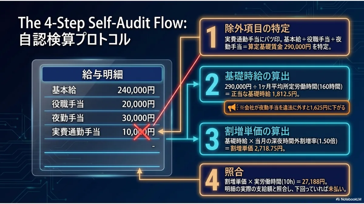 The 4-Step Self-Audit Flow: 自認検算プロトコル