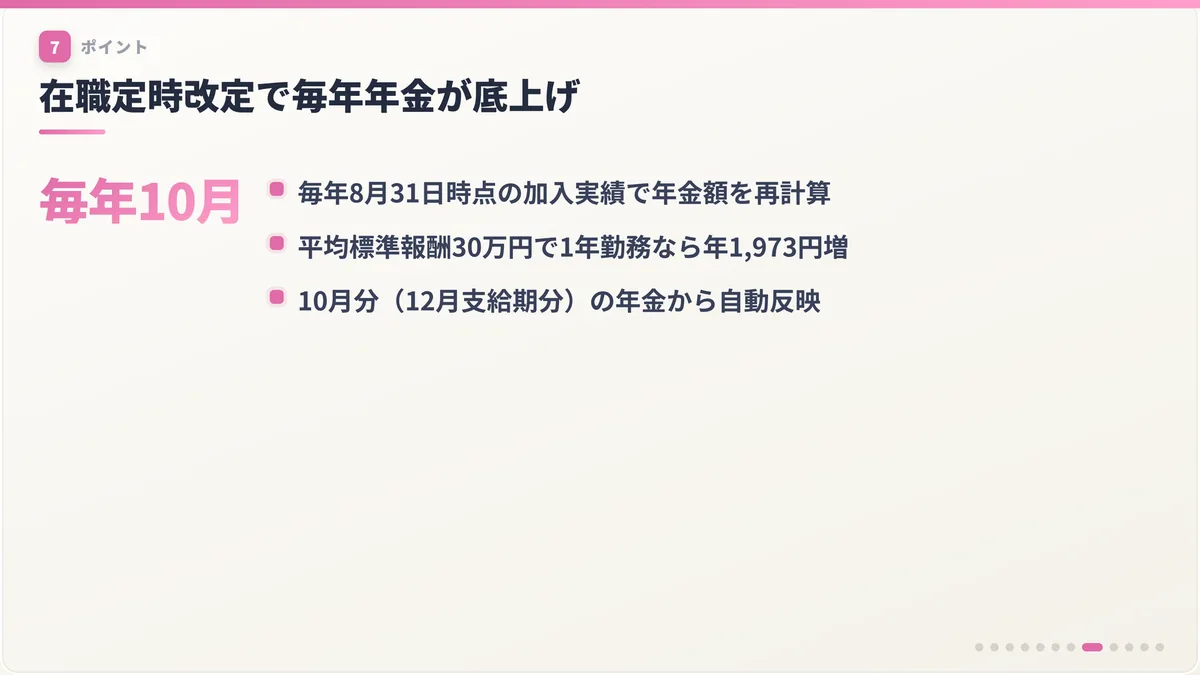 在職定時改定で毎年年金が底上げ