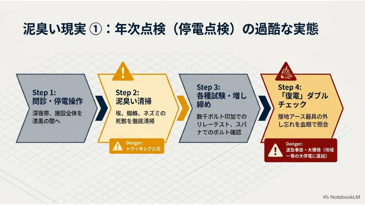 泥臭い現実①：年次点検（停電点検）の過酷な実態