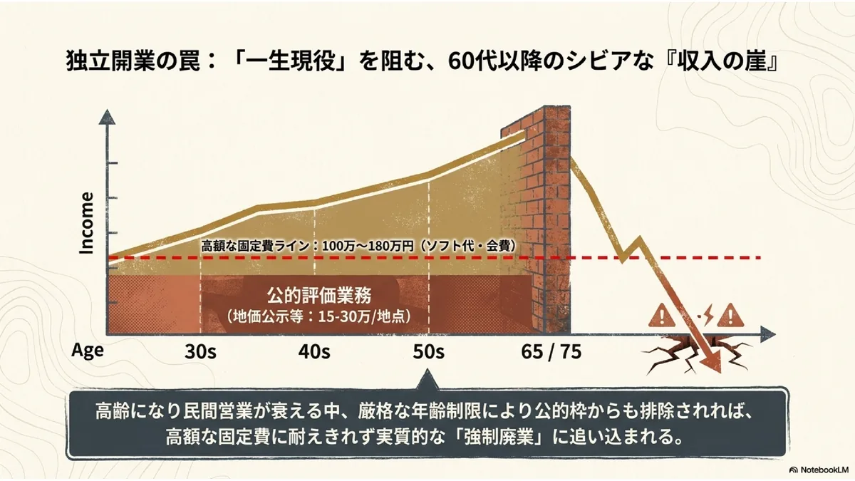 独立開業の罠：「一生現役」を阻む、60代以降のシビアな『収入の崖』