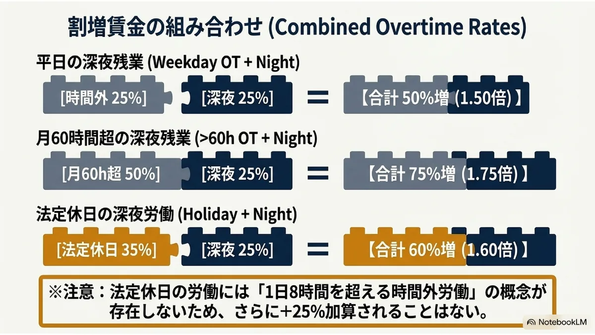 割増賃金の組み合わせ (Combined Overtime Rates)