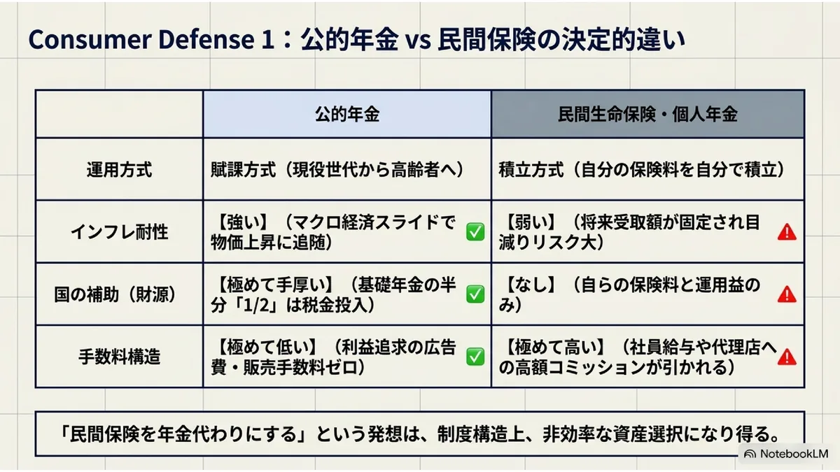 Consumer Defense 1 : 公的年金 vs 民間保険の決定的な違い