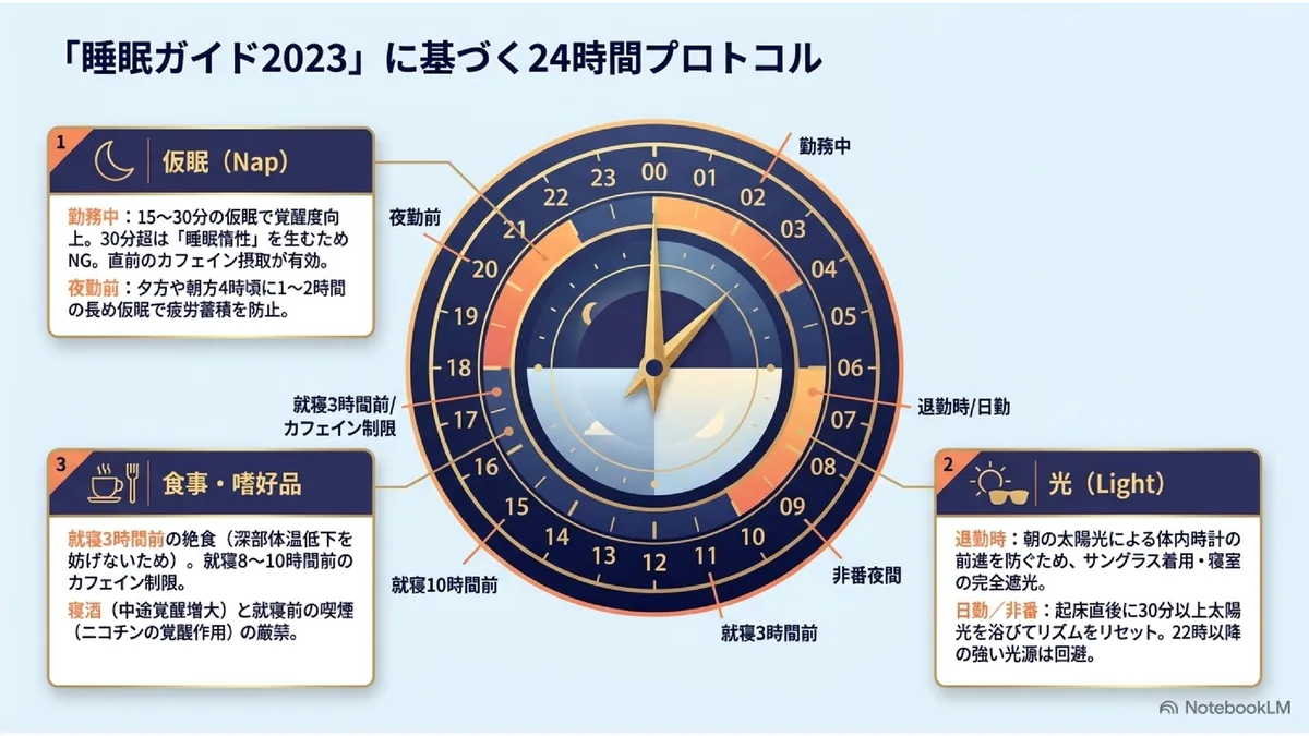 「睡眠ガイド2023」に基づく24時間プロトコル