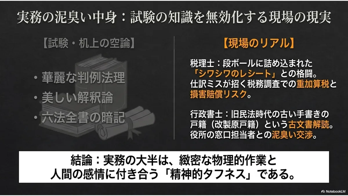 実務の泥臭い中身：試験の知識を無効化する現場の現実